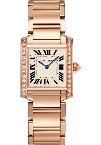 Cartier Tank Française Watch - 30 mm Pink Gold Diamond Case