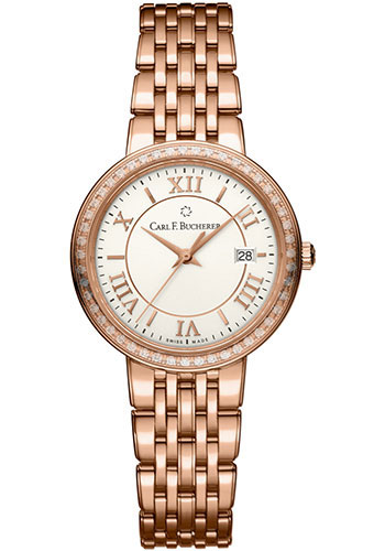 Carl F. Bucherer Adamavi Watch - 28 mm Rose Gold Case - Diamond Bezel - Silver Dial