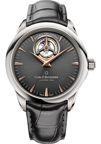 Carl F. Bucherer Manero Tourbillon Double Peripheral Watch - White Gold Case - Dark-Gray Dial - Dark Brown Alligator Strap